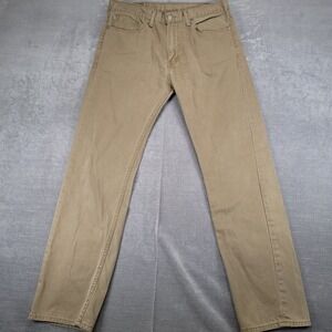 Levi's 505 Mens Tan Khaki Straight Leg Jeans Actual Size 33x32